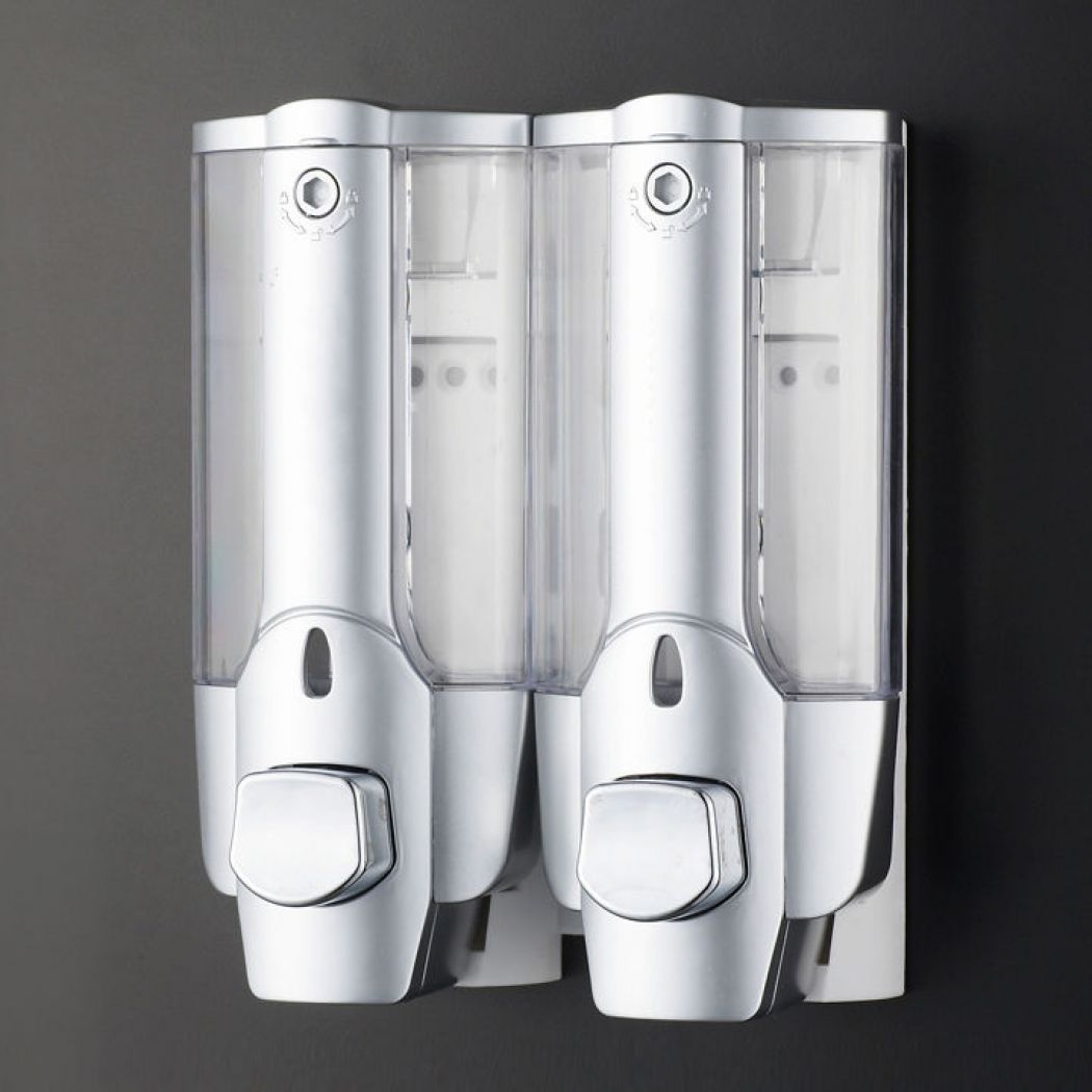 Double Soap Sanitizer Liquid Dispenser Lotion Pump Wall Mounted Bathroom
